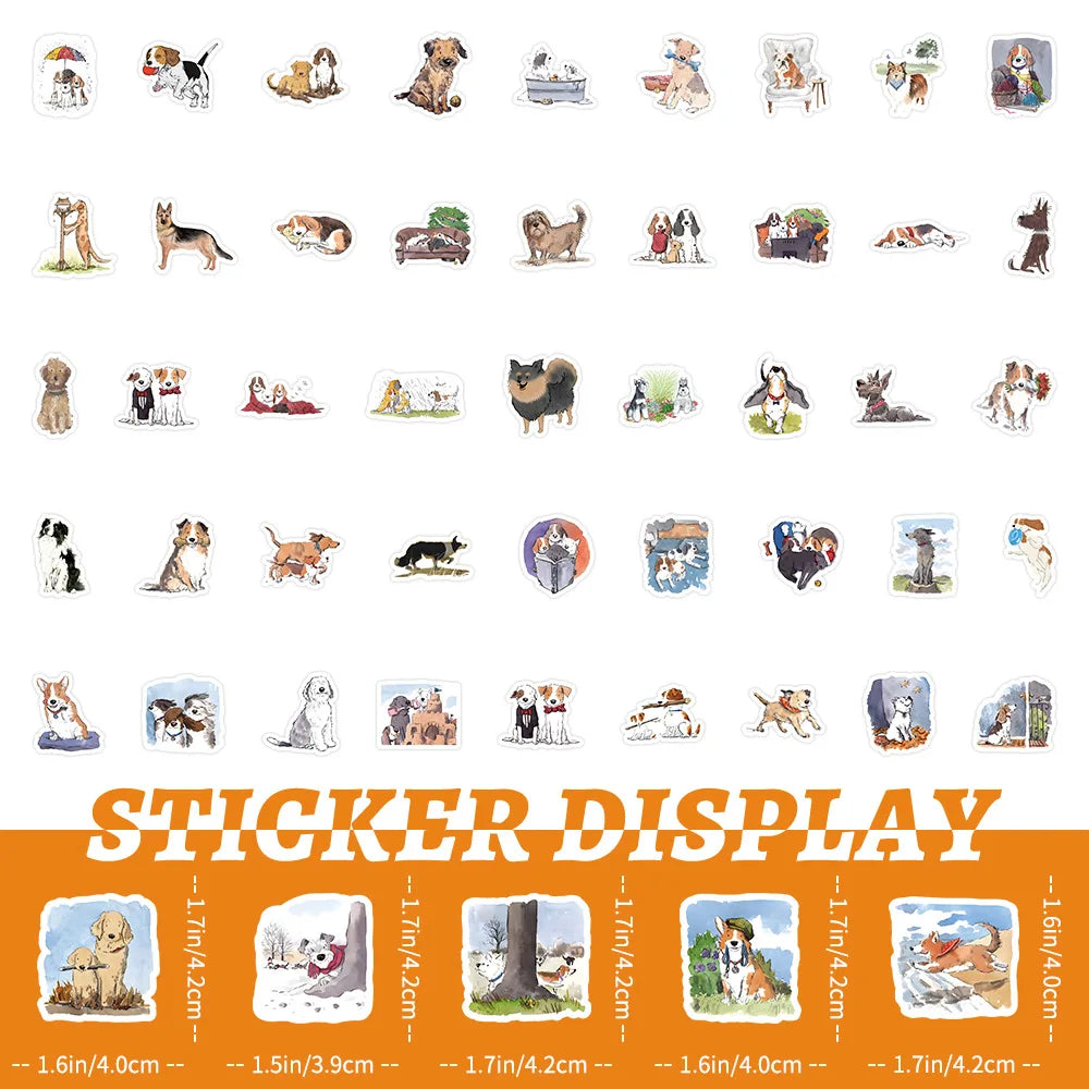 10/30/50/100PCS Happy Dog Stickers Funny Dog Cartoon Sticker Animal Decals DIY Luggage Laptop Phone Car Bike Skateboard Kids Toy