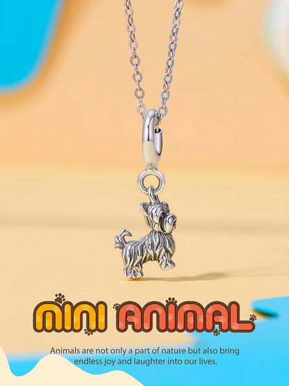 WOSTU 925 Sterling Silver Pet Dog Charm Pomeranian Pendant Yorkshire Terrier Locket Cute Original Fit for Women Bracelet DIY