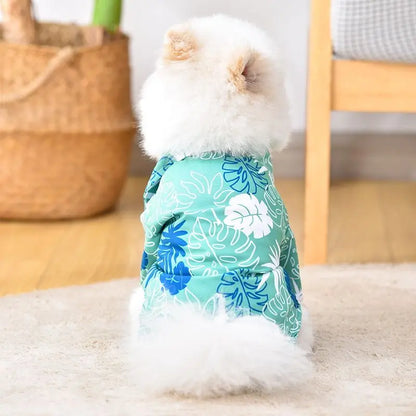 Hawaiian Style Dog Shirt Coconut Tree Patern Dog Vest Chihuahua Yorkie Breathable Polo Shirt Puppy T-Shirt Summer Pet Clothes