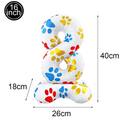 Dog Theme Party Decor Dog Paws Animals Pet Foil Balloons Number Standing Ballons  Baby Shower Kids Happy Birthday Banner Decor