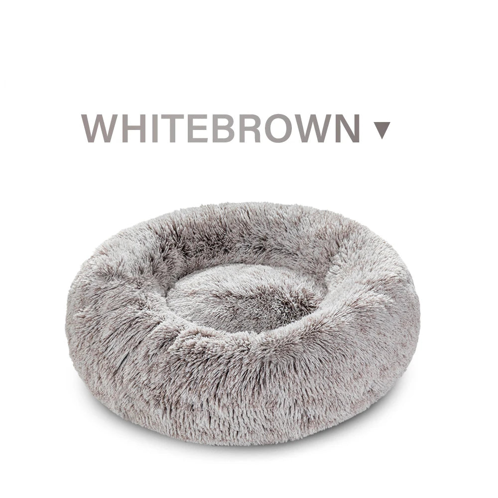 Calming Dog Bed for Small Dogs - Donut Washable Small Pet Bed, Anti-Slip Round Fluffy Plush Faux Fur Large Cat Bed