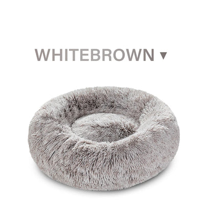 Calming Dog Bed for Small Dogs - Donut Washable Small Pet Bed, Anti-Slip Round Fluffy Plush Faux Fur Large Cat Bed