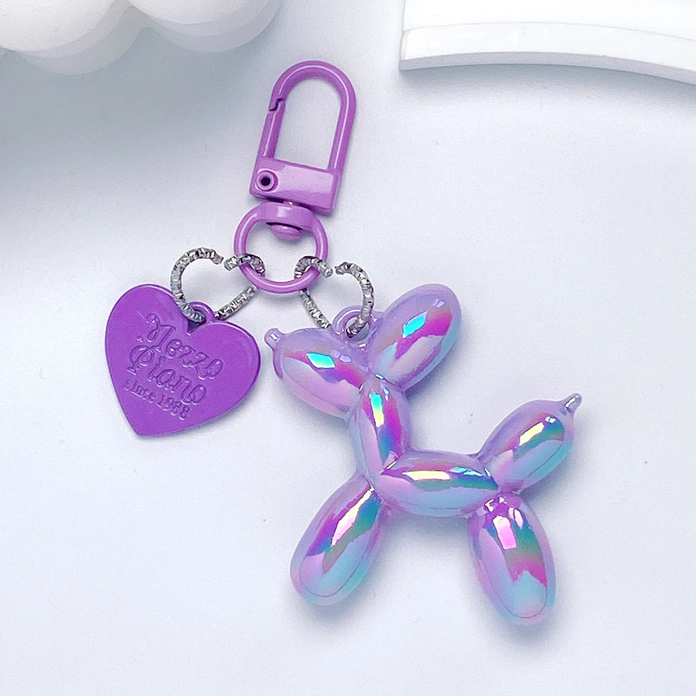 Cute Acrylic Cartoon Balloon Dog Keychains for Women Y2k Bag Pendant Couple Car Key Chains Jewelry Gift Decoration Accessories