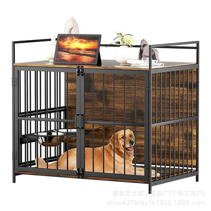 Dog Cage Small Medium Dog Indoor with Toilet Side Herding Small Pet Cage Dog Labrador Golden Retriever Cage