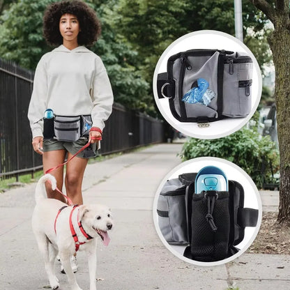 the TREAT & TRAIL - Dog Training Walking Bag Hand Free Treat Pouch, Running Waist Bag, Pet Puppy Train Snack Feeder Pocket, Dog Bowls Water Cup Bags