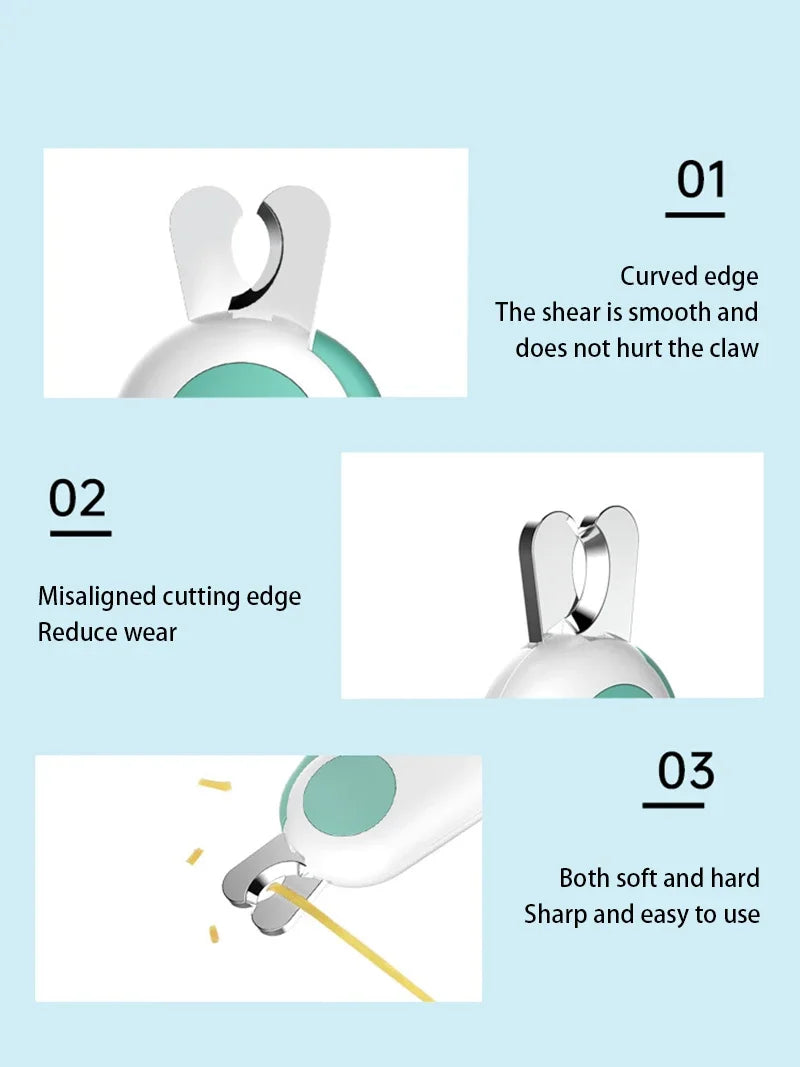 LED Light Cat Dog Nail Clipper Cutter Professional Pet Claw Trimmer with Safety Lock Puppy Kitten Animals Care Grooming Tool Kit