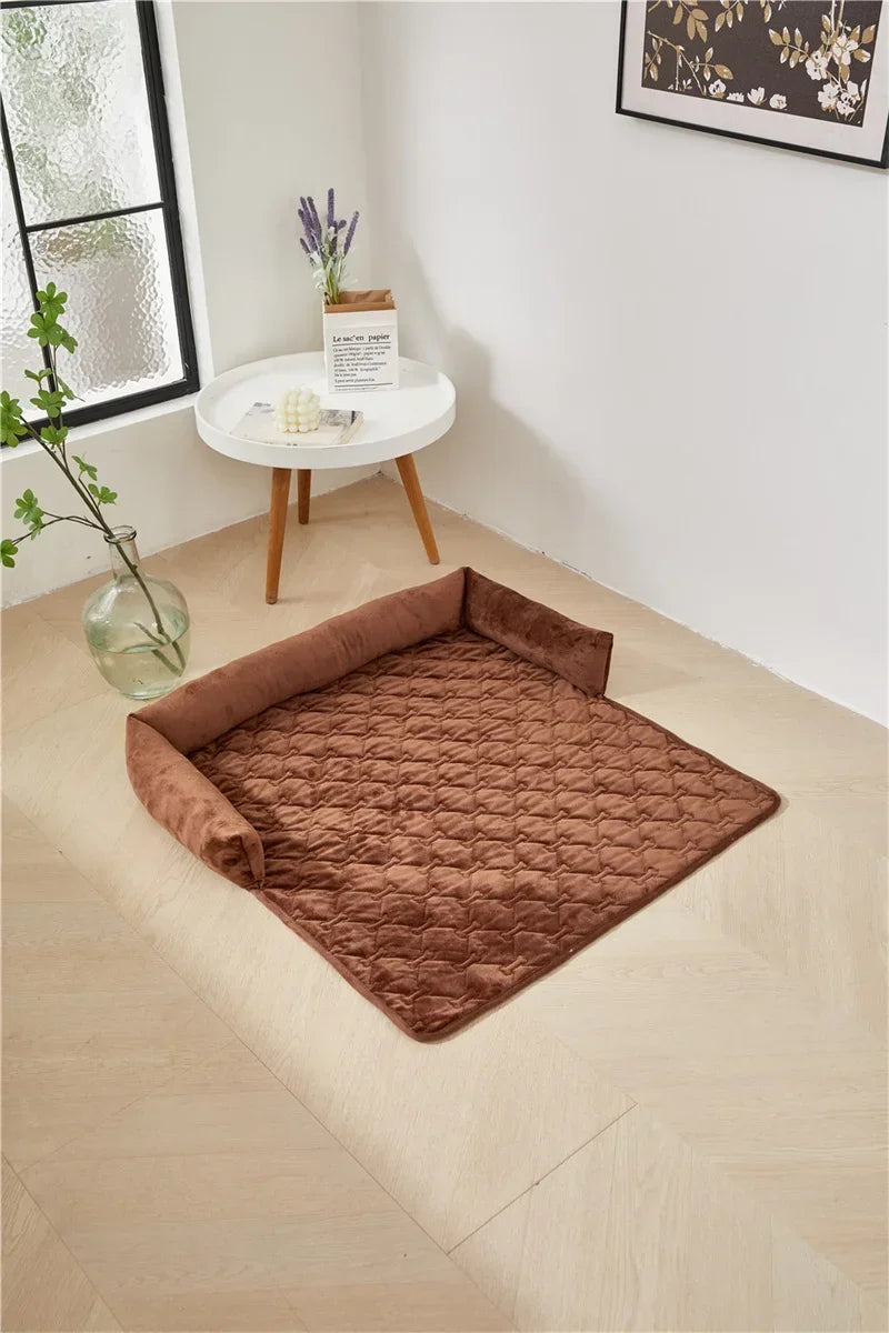 Velvet Pet Sofa Mat Warm Pet Blanket for Medium Large Dog Couch Bed Cushion with Pillow Cats Pad House Pet Supplies Accessories