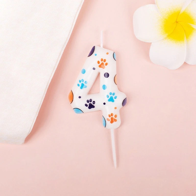 Cute Puppy Paw Print Number Birthday Candles, Suitable For Cake Decorations, Birthday Celebrations, Anniversary Commemorations
