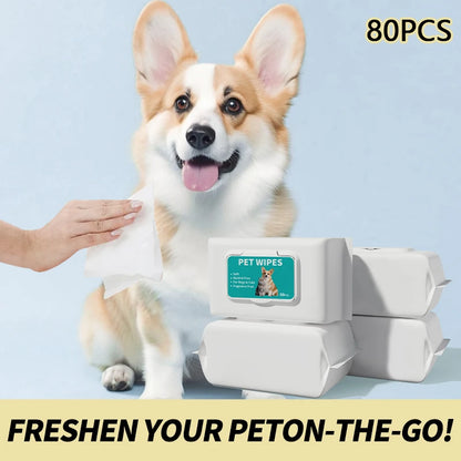 the GRAPE SEED OIL WIPES - 80PCS/Pack Pet Wipes, Disposable Pure Water Formula Pet Care, Dog and Cat Health Cleaning Deodorizing Wipes, Single-Use