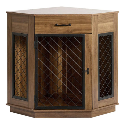 the CRATE CORNER - Best Seller Furniture Dog Crate Corner, Dog Kennel Corner Wooden End Table, Pet Crates Corner Side Table for Dogs