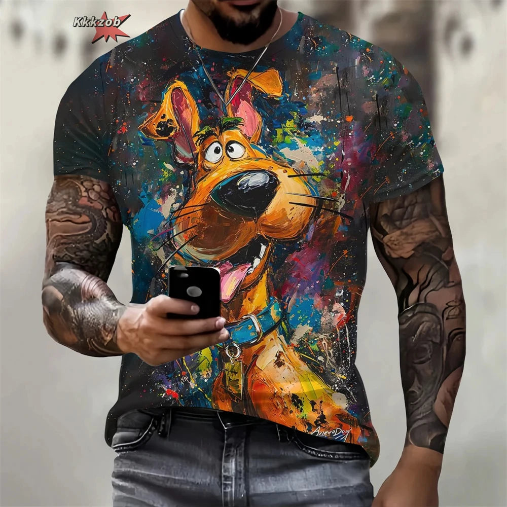 the CRAZY DOG - Summer Funny Dog Pattern 3D Print Men's T-Shirt, Casual O-Neck Loose Short Sleeve Fashion Trend Men Clothing, Oversized T-Shirt