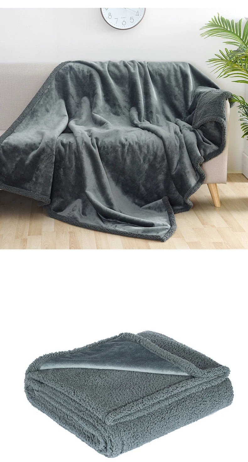 Double-sided Pet Waterproof Blanket ,Soft Thickened Flannel Velveteen Sherpa Blankets for Cats and Dogs Breathable and Anti-grip