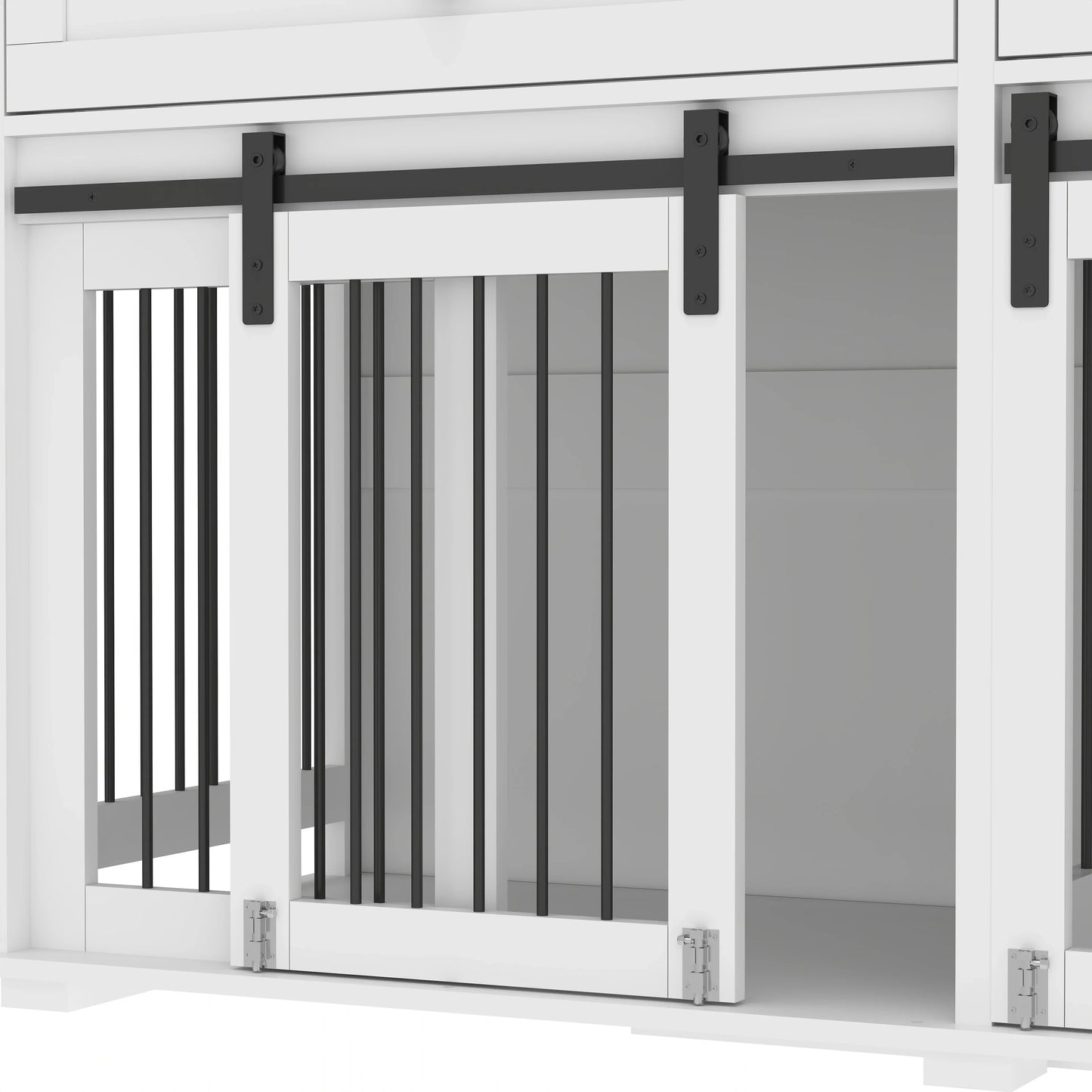 the DOG SPACE - 63 Inch Wooden Double Dog Crate with 2 Drawers and Sliding Door