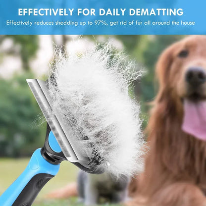 2In1 Professional Dog Combs Rake Safe Double-Sided Comfortable Handle Pet Grooming Brush For Dog Cat Remove Knots Tangles Easily