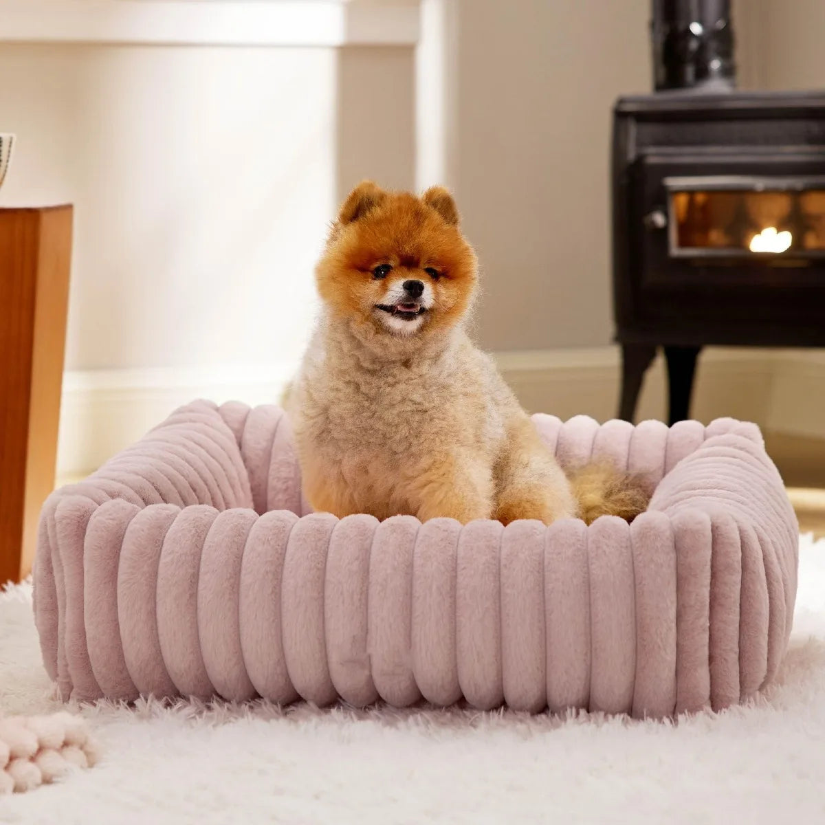 Luxury Warm Bed for A Small Dog W/ Armrest Cat Nest Pet Plush Kitten Winter Sofa Puppy Bed Detachable Washed for Cat Accessories