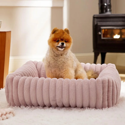 Luxury Warm Bed for A Small Dog W/ Armrest Cat Nest Pet Plush Kitten Winter Sofa Puppy Bed Detachable Washed for Cat Accessories