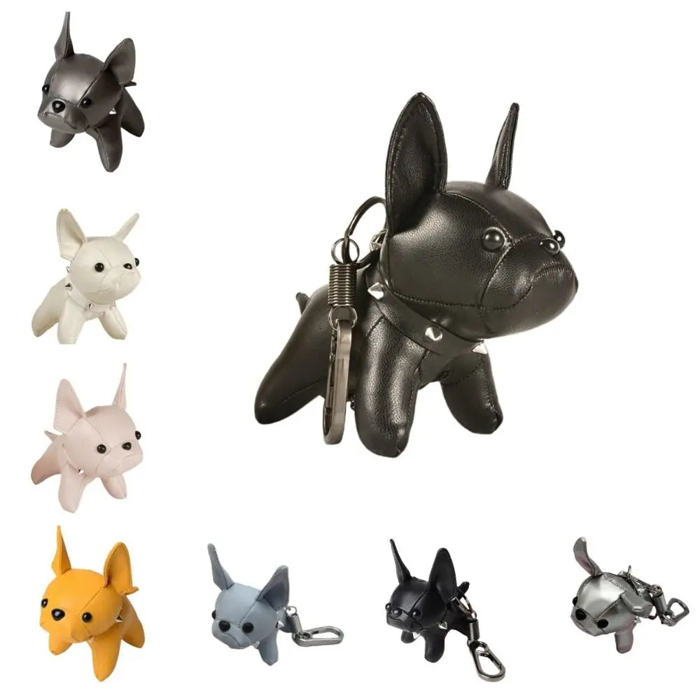 Kawaii Cute Chubby Leather Keychain French Bulldog Charm Dog Dolls Bag Hanging Exquisite Dog Pendant Friend