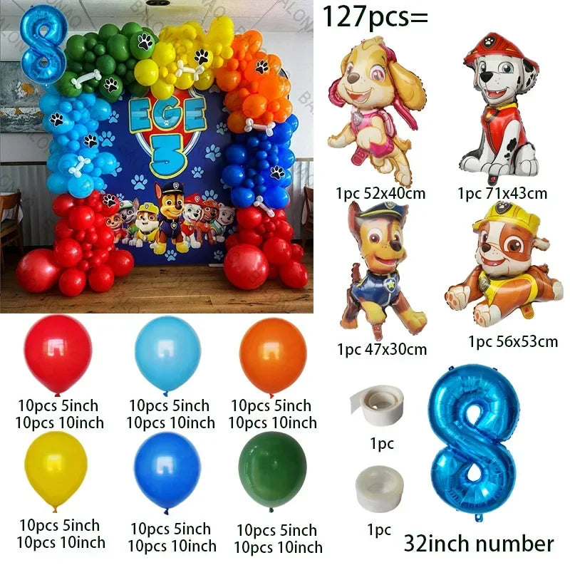 1set Dog PAW Patrol Aluminum Balloons figure 1 2 3 4 5 6 year old birthday party decoration Balloon Baby