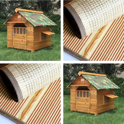 Solid wood dog house Outdoor pet Winter kennel All seasons Universal warm Wooden large dog Outdoor rainproof dog cage