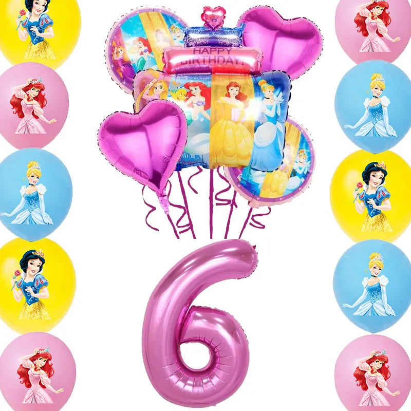Disney Princess Birthday Decoration Tableware Paper Cups Plates Balloons Tablecloth Backdrop Banner Party Supplies For Baby Kids