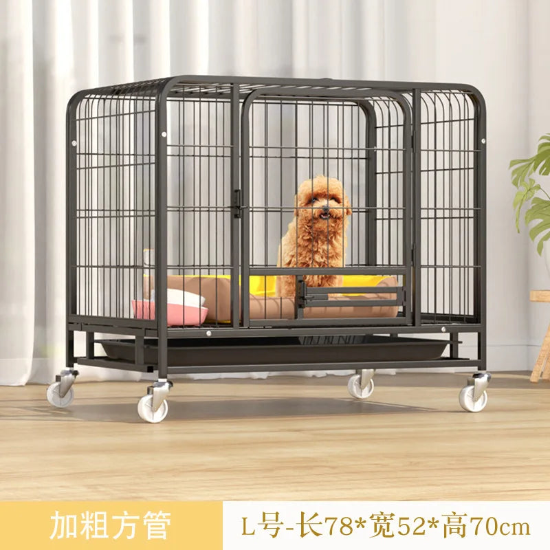 Heavy Duty Dog Cage Large Medium Pet Cage with Toilet Full Square Tube Indoor Dog House