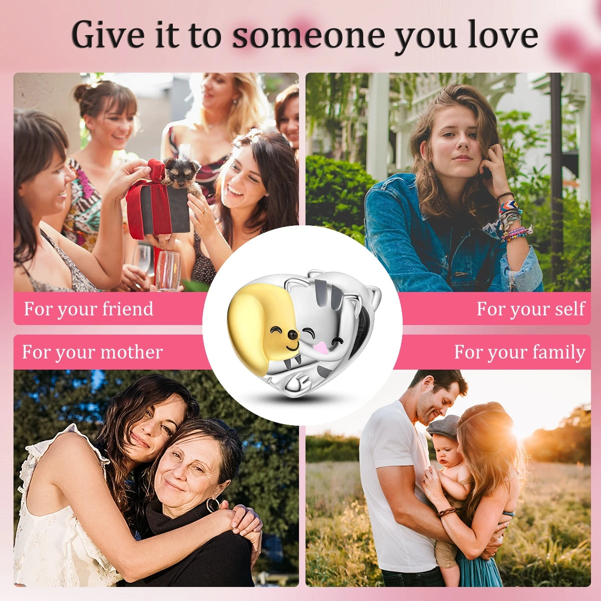 Dog Pet Charms 925 Silver Doggy Paw French Bulldog Bones Beads fit Original Bracelet DIY Fine Jewelry