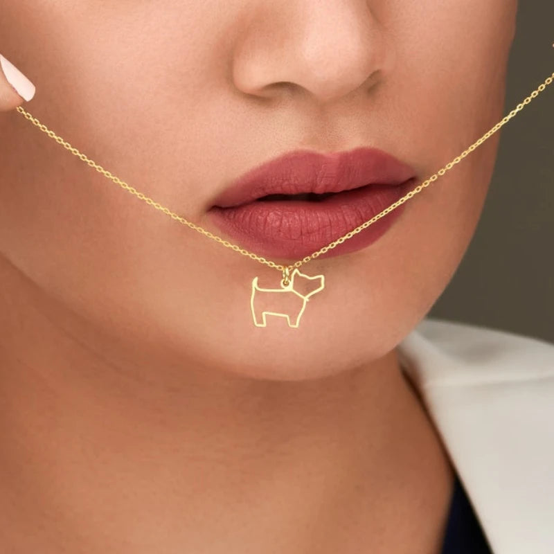 Tiny Dog Pendant Necklaces Stainless Steel Necklaces Chain Necklace for Women Children Gift Jewelry Fashion Necklace