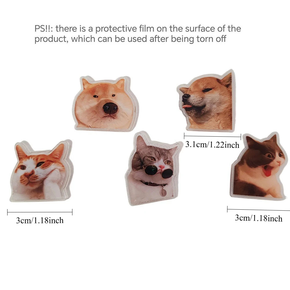 5pcs cute and Fun Cat Dog Refrigerator Magnets Creative Fridge Photo Message Magnet Decorative