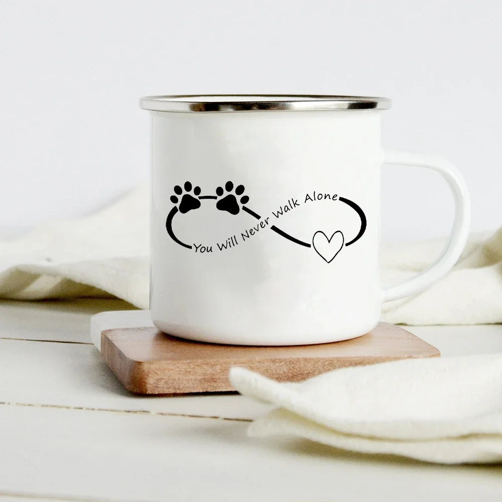Peace Love Dogs Print Creative Enamel Coffee Mugs Cartoon Dachshunds Dog Paw Party Beer Juice Milk Cups Friend Birthday Gifts