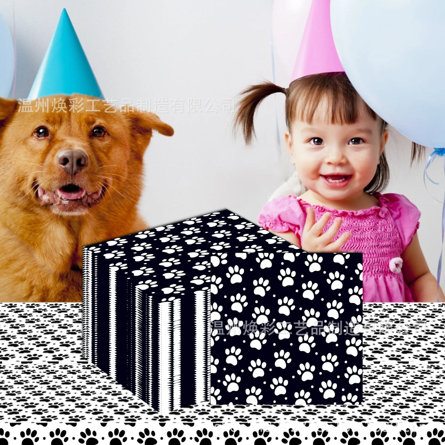 20pcs Cartoon Dog Disposable Napkins Dog Decoration Paw Prints Dog Themed Kids Birthday Party Baby Bath Decoration Supplies