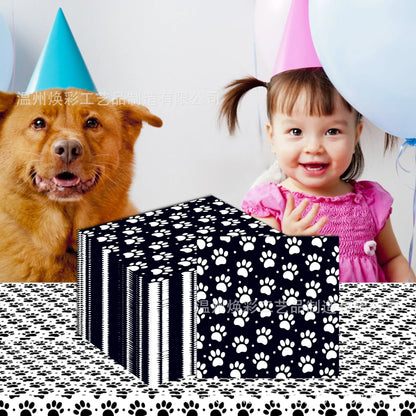 20pcs Cartoon Dog Disposable Napkins Dog Decoration Paw Prints Dog Themed Kids Birthday Party Baby Bath Decoration Supplies