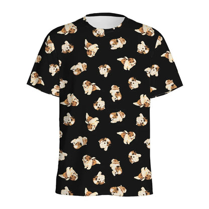 the PAPARAZZI PUPPY - Cartoon Pomeranian Shih Tzu Pattern T-Shirt for Men, 3D Printed Animal Dog Tees, Street Loose Short Sleeve Tops, Kids T-Shirts
