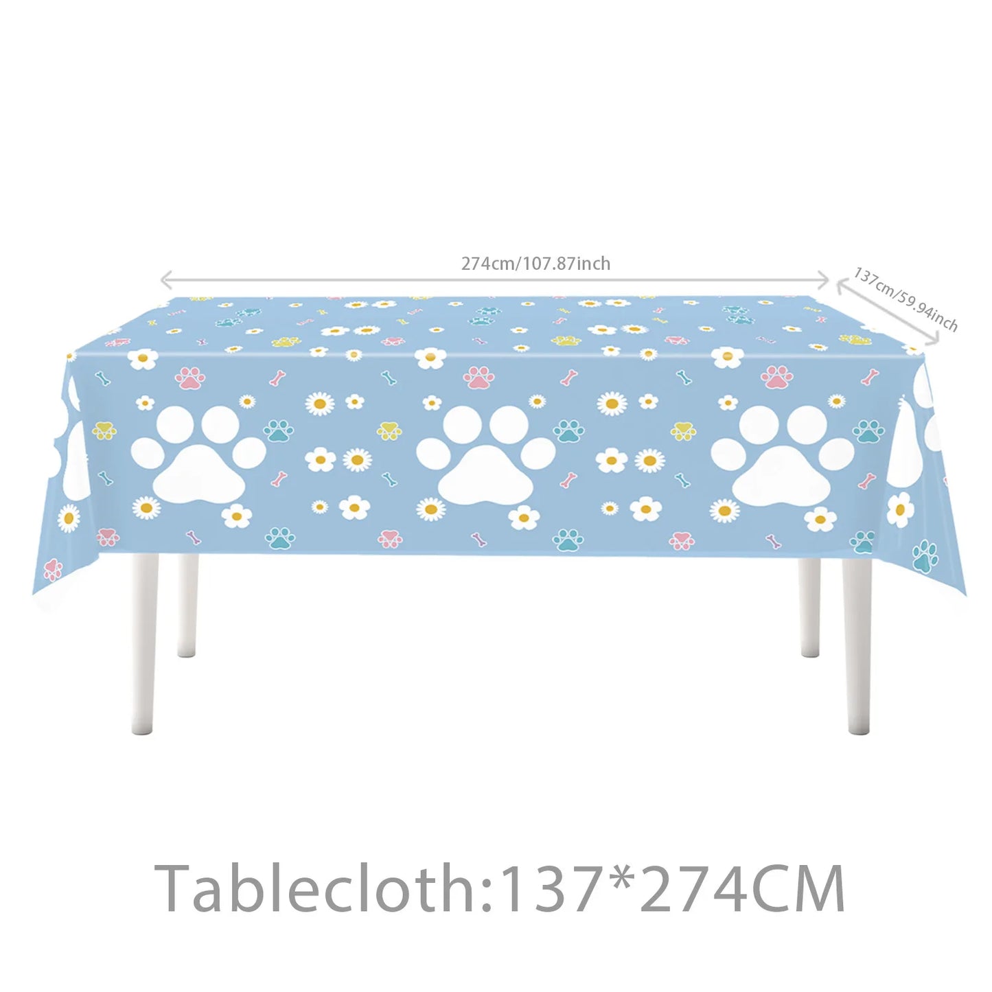 Dog Puppy Theme Party Tableware Color Paw Print Paper Cups Plates Banner 1st-3th Dog Birthday Party Baby Shower Decor