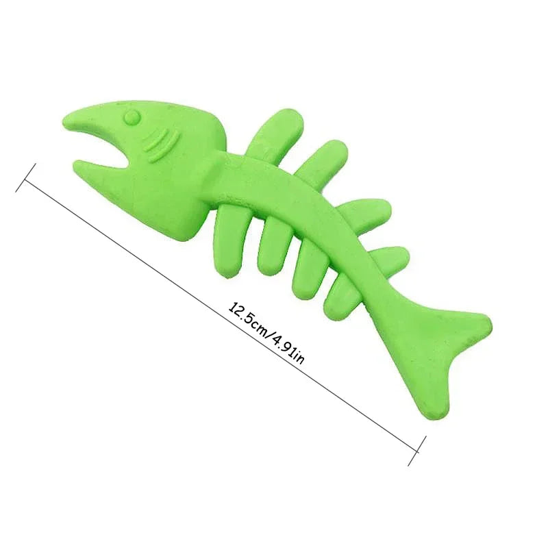 New 1PC Rubber Puppy Toy Fish Bone Shape Chewable Teething Dog Toy Bite Resistant Pet Supplies Random Color