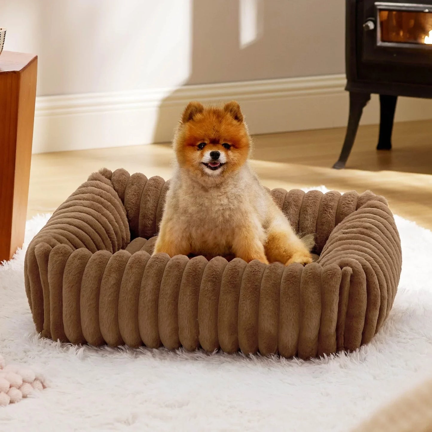 Luxury Warm Bed for A Small Dog W/ Armrest Cat Nest Pet Plush Kitten Winter Sofa Puppy Bed Detachable Washed for Cat Accessories