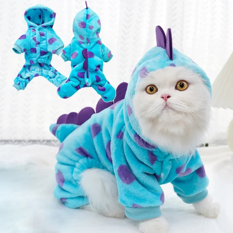 Funny Dog Dinosaur Halloween Costume Soft Warm Dog Clothes for Small Dogs Pixar Monsters Overalls for Cat Winter Puppy Hoodies