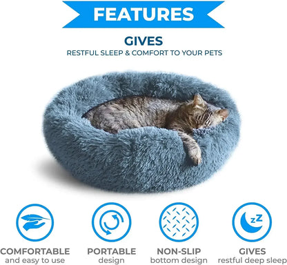 Round  Dogs Bed Cat Bed House Kennel Pet Mats Soft Long Plush Mat Pet Warm Basket Cushion Cats House Sofa Machine Wash Kennel