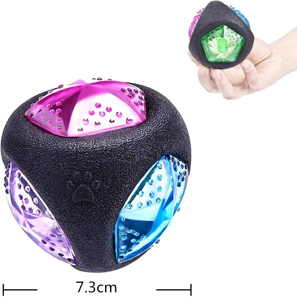 Interactive Dog Toy Squeaky Flash LED Glow Balls Dog Chew Toys for Aggressive Chewers Puppy Pet Light Up Bounce Ball Toys
