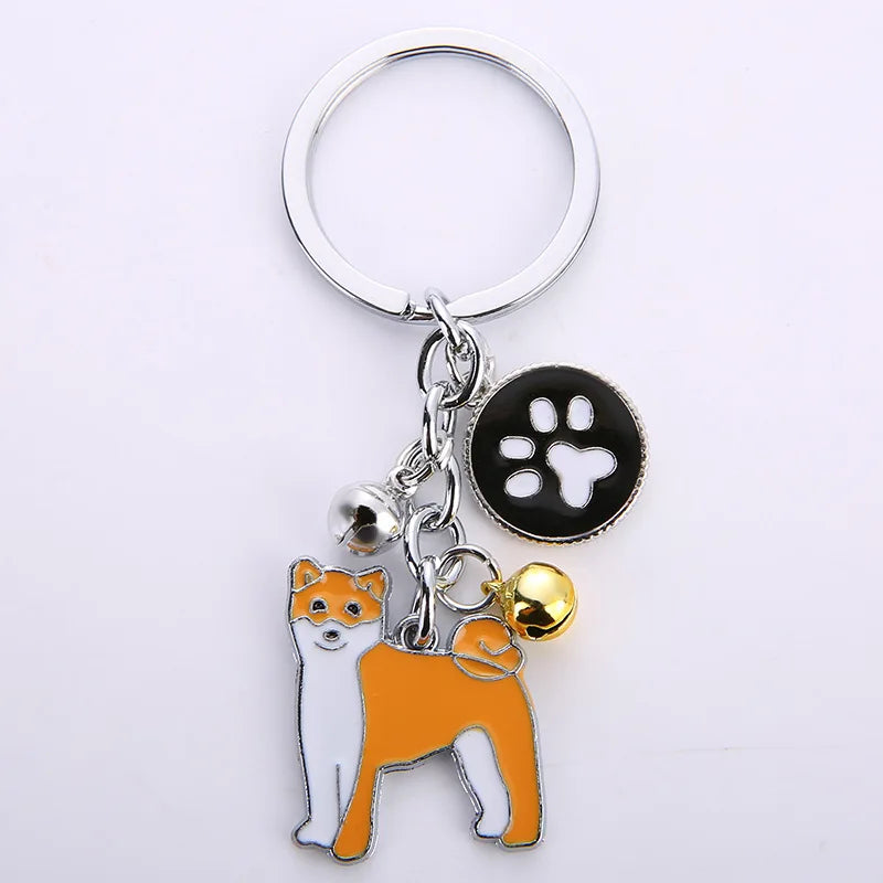 New Popular Cute Metal Dog Key Chain Car For Women Pendant Pet Dog Bell Keychains Jewelry Car Key Ring Party Gift K5222