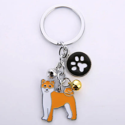 New Popular Cute Metal Dog Key Chain Car For Women Pendant Pet Dog Bell Keychains Jewelry Car Key Ring Party Gift K5222