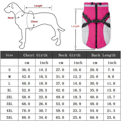 the PAWARMOR HARNESS JACKET - Waterproof Pet Jacket with Harness, Winter Warm Dog Clothes for Small/Large Dogs, Labrador Coat, Chihuahua, French Bulldog Outfits