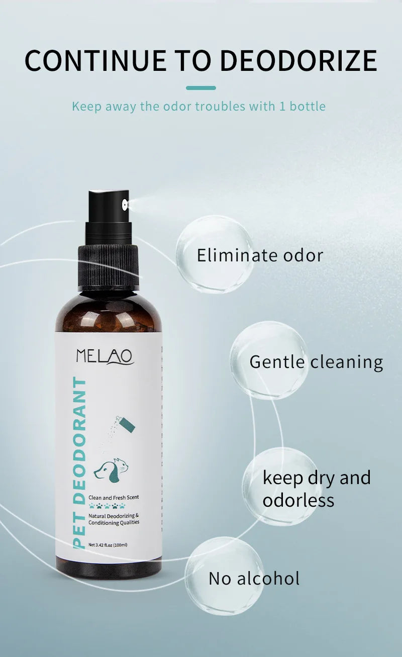 the PET DEODORANT - Natural Pet Deodorizing Spray for Cats/Dogs, Long Lasting Fragrance, Odor Eliminator, Safe Gentle Formula for Home Pet Care