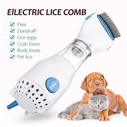 Electric Pet Lice/Flea Remover Comb: 3-in-1 Physical Killer Brush for Cat/Dog Hair Cleaning | Chemical-Free & Multi-Functional