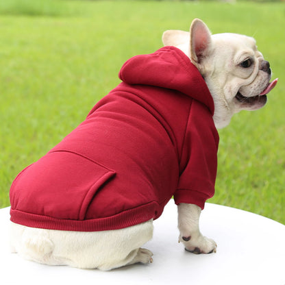 Fashion Dog Clothing Autumn And Winter Small Pet Clothes Thickening Warm Solid Color Two-Feet Hooded Wweater Casual Pet Products