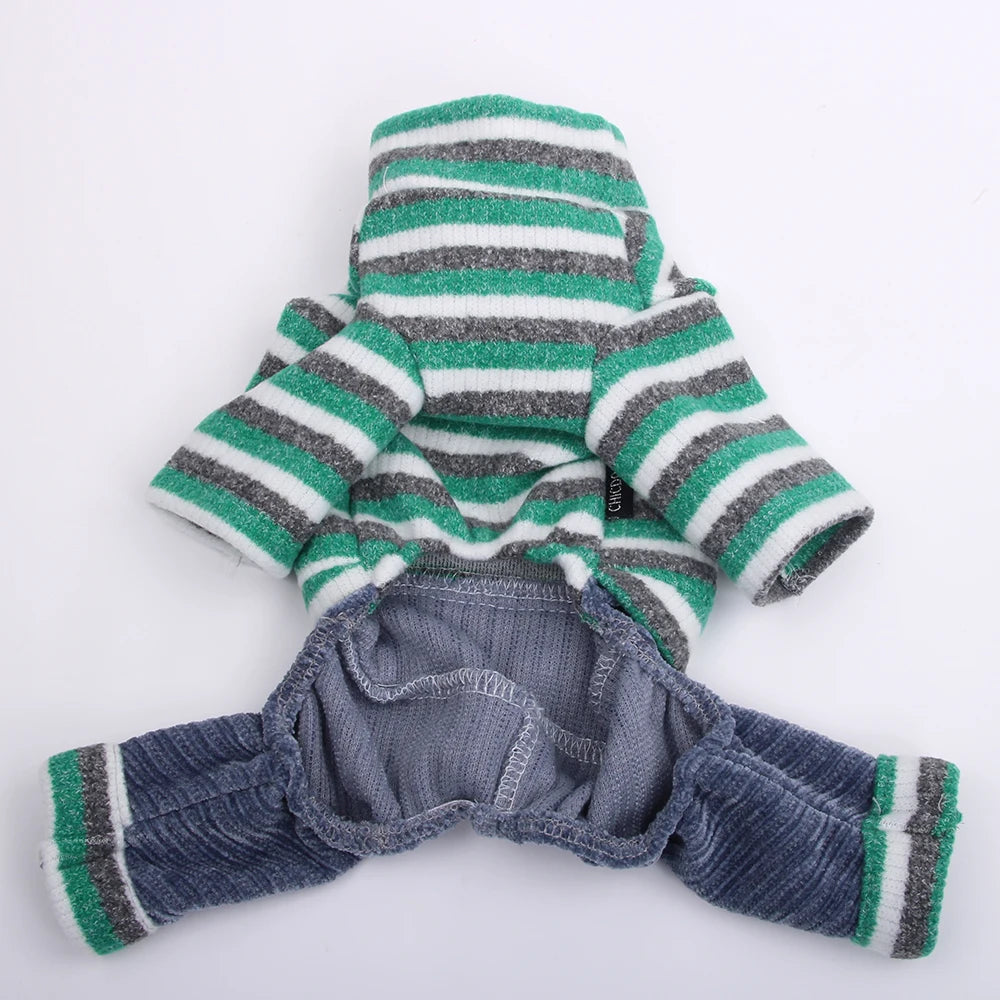 Boy Dog Cat Jumpsuit Rompers Striped Design Pet Puppy Coat Jacket Autumn Ouffit