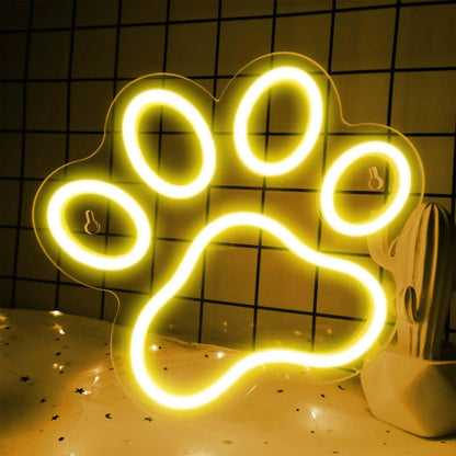 Dog Paw Neon Sign - Custom LED Pet Store Decor Veterinary Clinic Home Kennel, Heartwarming Gift for Dog Lovers & Pet Shop Owners