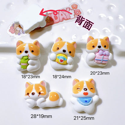 5pcs Cute Cartoon Corgi Magnetic Refrigerator Stickers - Dog Shape, Perfect for Blackboards & Message Boards Playful Design