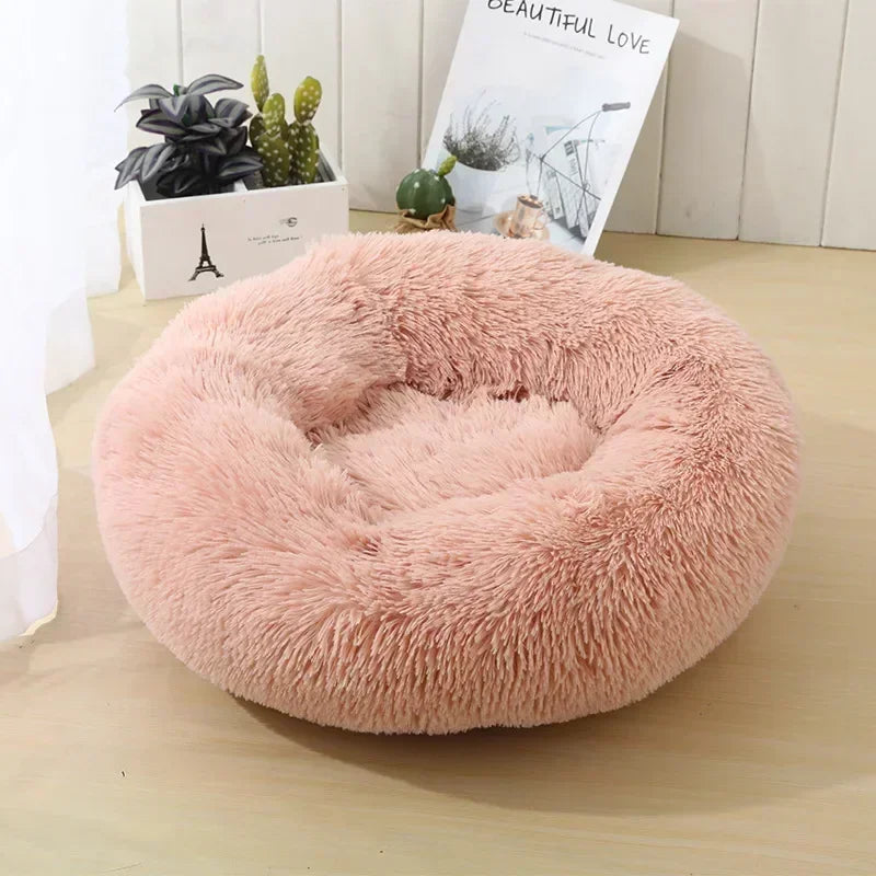 Round  Dogs Bed Cat Bed House Kennel Pet Mats Soft Long Plush Mat Pet Warm Basket Cushion Cats House Sofa Machine Wash Kennel