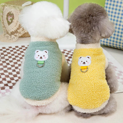 Winter Warm Dog Clothes with D-ring Plush Dog Coat for Small Medium Dogs Soft Puppy Clothes Chihuahua Yorkie Clothing Pet Supply