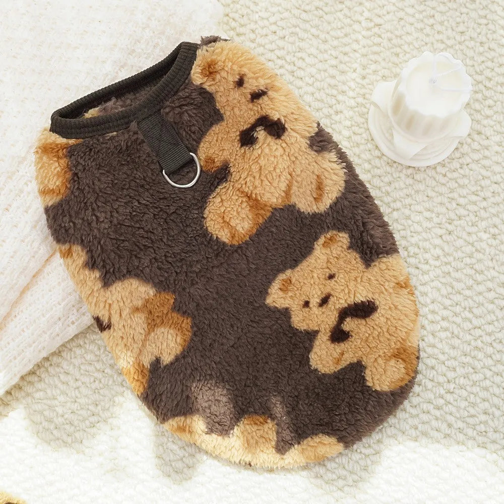 Cute Bear Plush Sweater for Small Dogs,Soft Fluffy Fleece Warm Puppy Pajamas Fuzzy Sleepwear Coat for Yorkie Chihuahua XS-XXL